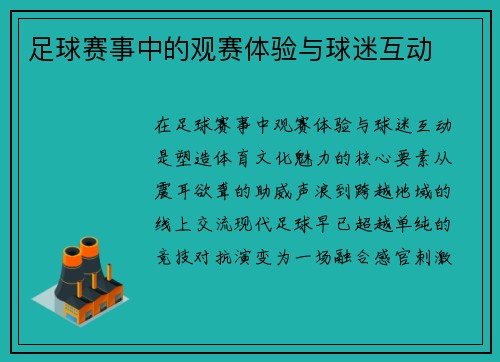 足球赛事中的观赛体验与球迷互动
